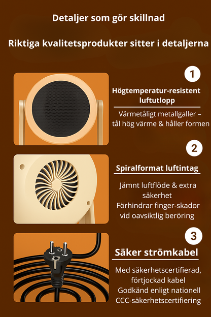 Energisnål värmefläkt – kompakt, säker & effektiv