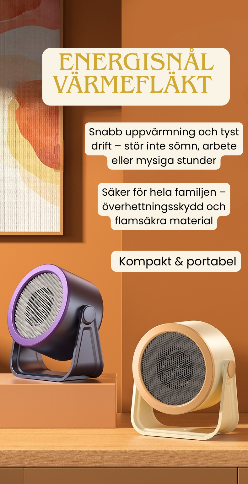 Energisnål värmefläkt – kompakt, säker & effektiv